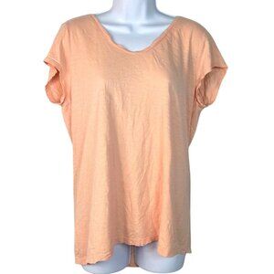 Ann Taylor Loft Sunwashed T-Shirt X-L Peach Cotton Short Sleeves